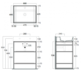 Консоль для раковини Simas Agile для підлоги 61х46 см метал чорний матовий AGSA61