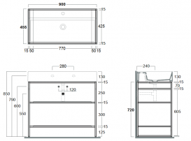 Консоль для раковини Simas Agile для підлоги 91х46 см метал чорний матовий AGSA91