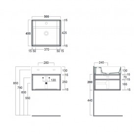 Консоль для раковини Simas Agile підвісна 51х46 см метал чорний матовий AGSS51