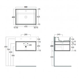 Консоль для раковины Simas Agile подвесная 61х46 см металл черный матовый AGSS61