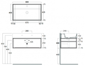 Консоль для раковины Simas Agile подвесная 81х46 см металл черный матовый AGSS81