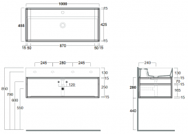 Консоль для раковини Simas Agile підвісна 101х46 см метал чорний матовий AGSS101