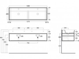 Консоль для раковины Simas Agile подвесная 141х46 см металл черный матовый AGSS141D