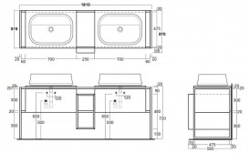 Консоль для раковины Simas Frame напольная 181х57 см белый матовый/серый ясень FM 2