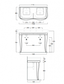 Консоль для раковини Simas Lante підлоги 113х50.5 см дерево білий глянцевий LAM120