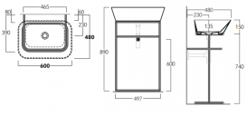 Консоль для раковини Simas Wave для підлоги 50х40 см метал чорний матовий WASA04