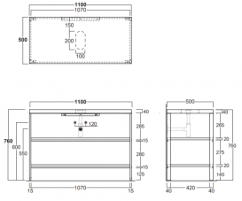 Консоль для раковины Simas Wave напольная 110х50 см дуб/цемент WAM 1L