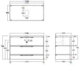 Консоль для раковины Simas Wave напольная 110х50 см дуб/цемент WAM 2L