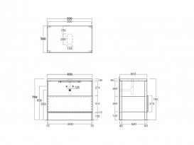 Консоль для раковины Simas Wave напольная 83х50 см дуб/цемент WAM 3