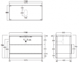 Консоль для раковины Simas Wave напольная 110х50 см дуб/цемент WAM 3L