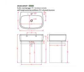 Консоль под раковину ArtCeram Azuley на 72 см хром AZA002 71