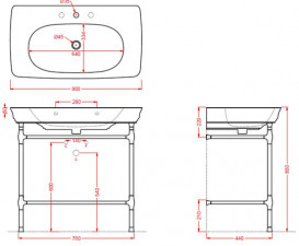 Консоль під раковину ArtCeram Civitas на 90 см із полицею-решіткою золото CIA008 73