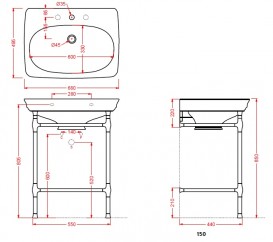Консоль під раковину ArtCeram Civitas на 68 см з полицею хром CIA003 71