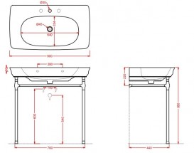 Консоль под раковину ArtCeram Civitas на 90 см с полкой хром CIA006 71