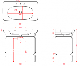 Консоль под раковину ArtCeram Civitas на 90 см с полкой-решеткой хром CIA008 71