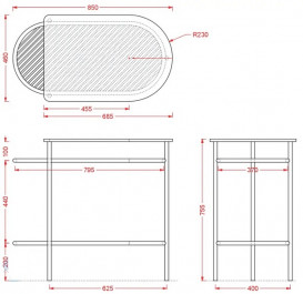 Консоль під раковину ArtCeram Flair 85x46х75,5 см чорний матовий/чорний мармур ACA059