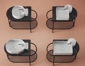 Консоль под раковину ArtCeram Flair 85x46х75,5 см черный матовый/черный мрамор ACA059