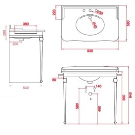 Консоль под раковину ArtCeram Hermitage на 92 см бронза HEA016 72