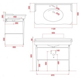 Консоль под раковину ArtCeram Hermitage на 112 см с полкой золото HEA017 73