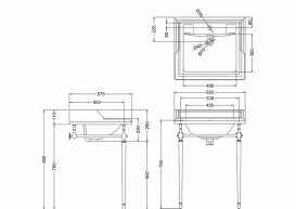 Консоль під раковину Burlington 60 см латунь хром T49A CHR