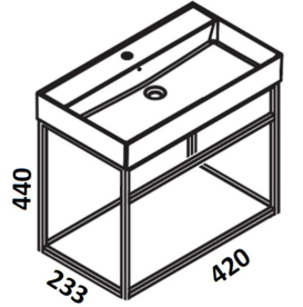 Консоль под раковину Hatria 42x24 см подвесная металл черный матовый BHIRS0450250020