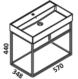 Консоль под раковину Hatria 57x35 см подвесная металл черный матовый BHIRS0600365020
