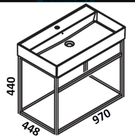 Консоль под раковину Hatria 97х44,8 см подвесная металл черный матовый BHIRS1000465020