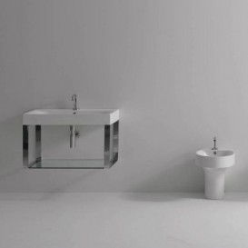 Консоль под раковину Kerasan Cento 70 см со стеклянной полкой латунь 9125K1