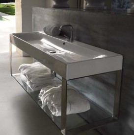 Консоль под раковину Kerasan Cento 70 см со стеклянной полкой латунь 9125K1