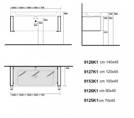 Консоль под раковину Kerasan Cento 80 см со стеклянной полкой никель 9126K2