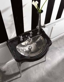 Консоль под раковину Kerasan Retro 73 см чёрный глянцевый ножки хром 7362K2