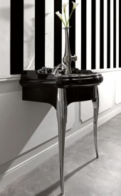 Консоль под раковину Kerasan Retro 73 см чёрный глянцевый ножки хром 7362K2