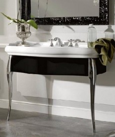 Консоль под раковину Kerasan Retro 73 см чёрный глянцевый ножки хром 7362K2