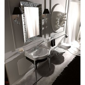 Консоль под раковину Kerasan Retro 73 см чёрный глянцевый ножки хром 7362K2