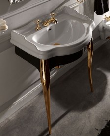 Консоль під раковину Kerasan Retro 73 см чорний глянсовий ніжки золото 7362K3