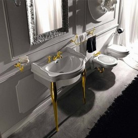 Консоль под раковину Kerasan Retro 73 см белый глянцевый ножки золото 7362K6