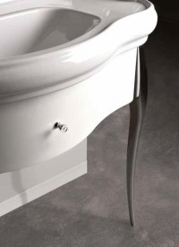 Консоль під раковину Kerasan Retro білий глянсовий ніжки хром ручка хром з кристалом 7363K7