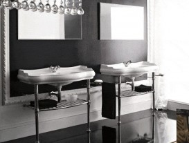 Консоль под раковину Kerasan Retro с коническими ножками и решётчатой полкой хром 730090