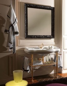 Консоль під раковину Kerasan Retro з конічними ніжками і гратчастої полицею золото 730091