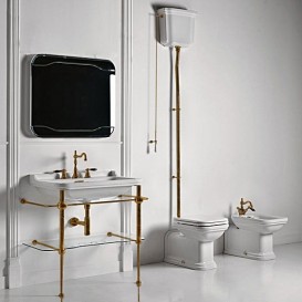 Консоль під раковину Kerasan Waldorf 100 см зі скляною полицею золото 9196K2