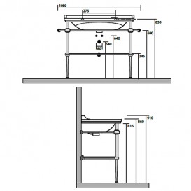 Консоль под раковину Kerasan Waldorf 100 см со стеклянной полкой бронза 9196K3
