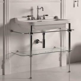 Консоль под раковину Kerasan Waldorf 120 см со стеклянной полкой хром 9203K1