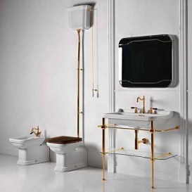 Консоль під раковину Kerasan Waldorf 120 см зі скляною полицею бронза 9203K3