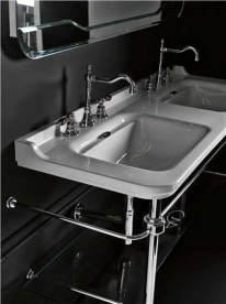 Консоль под раковину Kerasan Waldorf 150 см со стеклянной полкой хром 9195K1