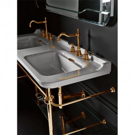 Консоль под раковину Kerasan Waldorf 150 см со стеклянной полкой  золото 9195K2