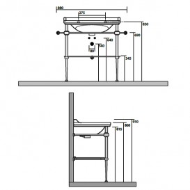 Консоль под раковину Kerasan Waldorf 80 см со стеклянной полкой бронза 9197K3