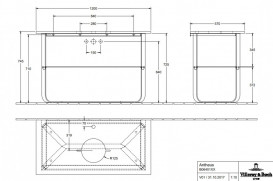 Консоль під раковину Villeroy & Boch Antheus 120х57 см нержавіюча сталь/мармур каррара B06400RC