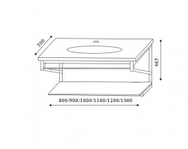 Консоль с раковиной Marsan Corner 80х50 см нержавеющая сталь/стекло графит Corner80х50graphite