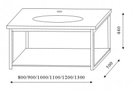 Консоль з раковиною Marsan Quadro 110х50 см нержавіюча сталь/скло чорний Quadro2-110х50black