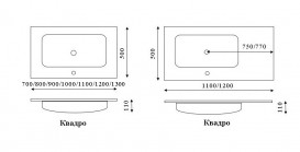 Консоль з раковиною Marsan Quadro 110х50 см нержавіюча сталь/акриловий камінь білий Quadro4-110х50white